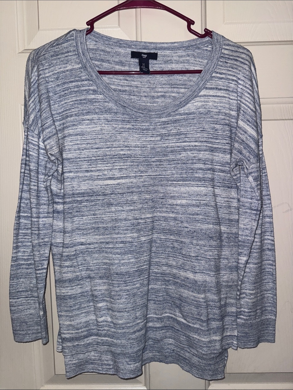 GAP Women’s Small Heathered Light Gray Striped Long-Sleeve Tee